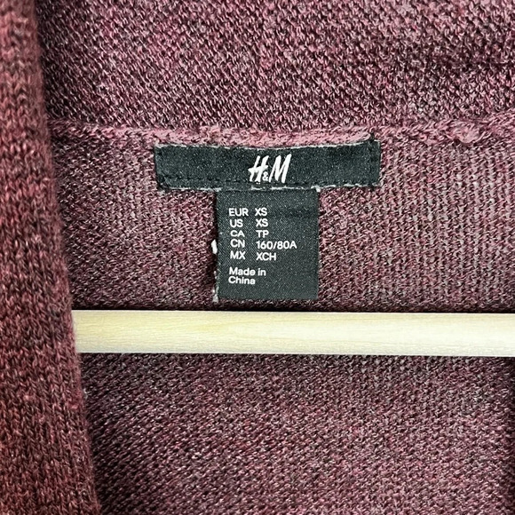 H&M • Burgundy Wool Blend Open Cardigan - Picture 3 of 5